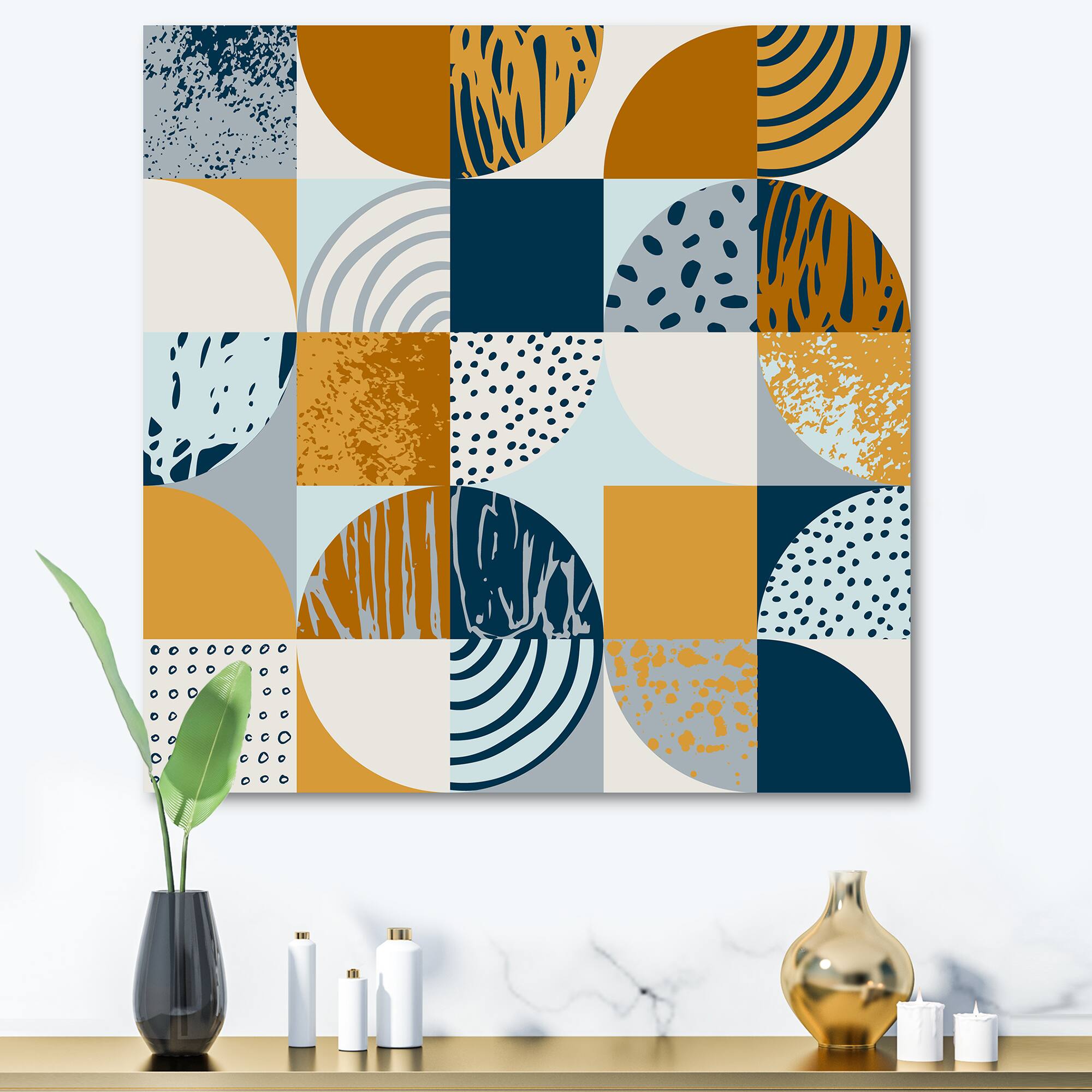 Designart - Retro Semicircles Circles and Squares